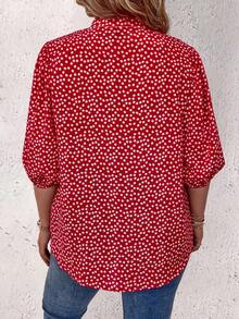 EMERY ROSE Plus Size Women's Lantern Sleeve Floral Print Blouse Women Shirt