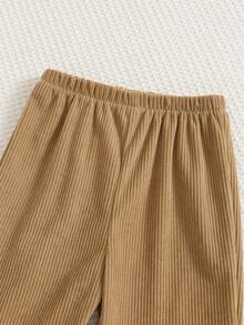 SHEIN 2pcs/Set Baby Boy Cute Striped Cartoon Pattern Polo Shirt And Elastic Waist Casual Sweatpants Set, Autumn/Winter