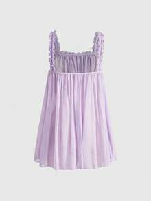 ROMWE Kawaii Babydoll rosa Chiffon Perspektive sexy Set, süßes Schulmädchen