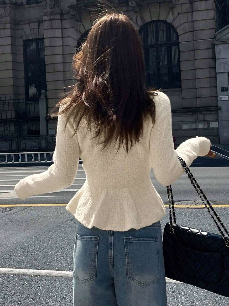 Women's Loose Cardigan With Pearl Buttons, Autumn
