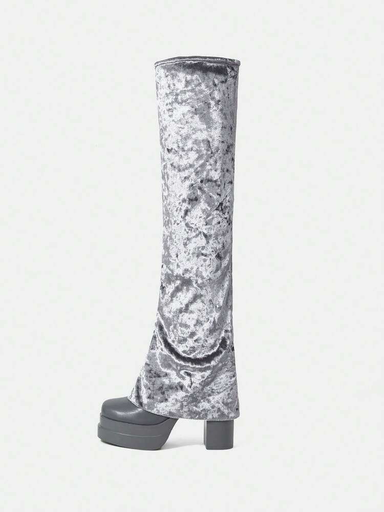 1 Pair Women's Thick Sole Fashionable Over-The-Knee Boots, Versatile For Daily Wear