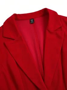SHEIN Tall CURVE 加大码修身商务西装外套 - 紅色 - 查看 4