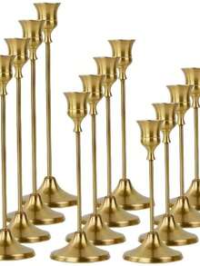3 / 6 / 12 / 30 PCS Golden Vintage Elegant Wedding Candle Holders Cone Shape Table Centerpiece Decor European Romantic Celebration Home Room Anniversary Decoration - Multicolor - View 8