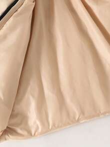 Sparklyn 女童连帽拉链羽绒服，胸前印花设计，休闲时尚，适合室内外穿着，冬季款 - 杏色 - 查看 6