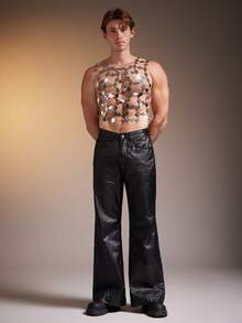 FeverCity Men's Sequin Sexy Hollow-Out Mesh Tank Top - Silver - View 4