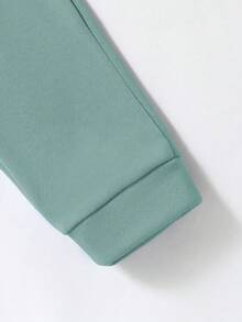 SHEIN Sparklyn 2件套少女休闲圆领卫衣和裤子套装 - 綠色 - 查看 3