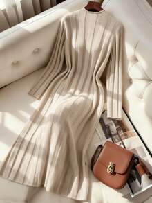 Franclia 秋冬新款性感修身高领时尚女式毛衣裙