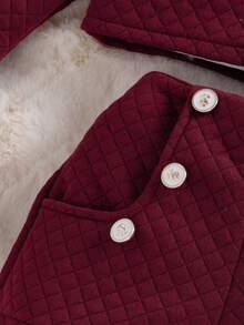 SHEIN Toddler Girls' Elegant Fashion Street Style Pants Set, Spring/Autumn - Burgundy - View 7