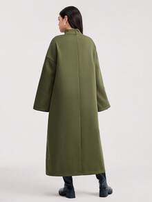 Veilorie Women Casual Loose Solid Color Comfortable Long Sleeve Sweatshirt Dress - Army Green - View 5