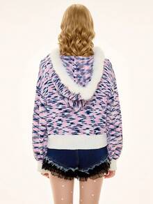 ROMWE Avant Chaqueta de punto con capucha y bloques de color con estilo universitario Y2K, informal y versátil - Multicolor - Ver 3