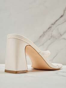 SHUZIA 女士时尚日常百搭人字拖高跟凉鞋 - 米色 - 查看 7