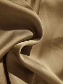 Aveloria Modichic Kemeja Lengan Panjang Kancing Depan Warna Polos untuk Pesta Liburan, Pakaian Wanita - Khaki - View 6