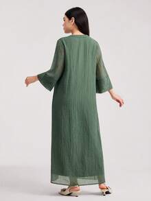 Veilorie 保守休闲女式阿拉伯风格连衣裙 - 綠色 - 查看 7