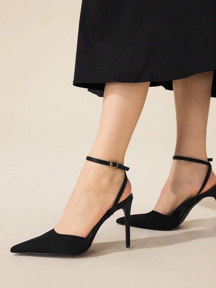 CUCCOO BASICS Women's Pointed Toe Buckle Design Fashionable High Heels, Versatile For Daily Wear