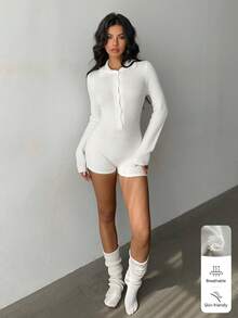 FavEase Casual Versatile Women's Polo Collar Sweater Jumpsuit