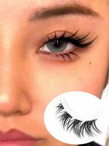 Cílios Postiços Estilo Raposa Naturais, Longos e Esvoaçantes para Maquiagem Diária e de Festa, Cílios Postiços Estilo Olho de Gato e Fada para Visual Glamoroso, Tiras de Cílios, Cílios, Cílios Postiços - Cílios de gato - Visão 1