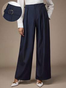 Modelyn Women's Solid Color Casual Commuter Pants, Autumn - Dark Grey - View 1