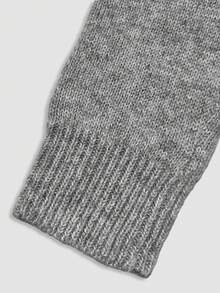 Franclia 女士刺绣马图案拉链连帽开衫和针织裤休闲两件套 - 淺灰色 - 查看 3