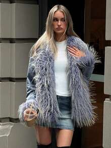 Aloruh Women's Y2K Faux Fur Oversized Coat, Suitable For Casual Outings, Autumn/Winter - Multicolor - View 1