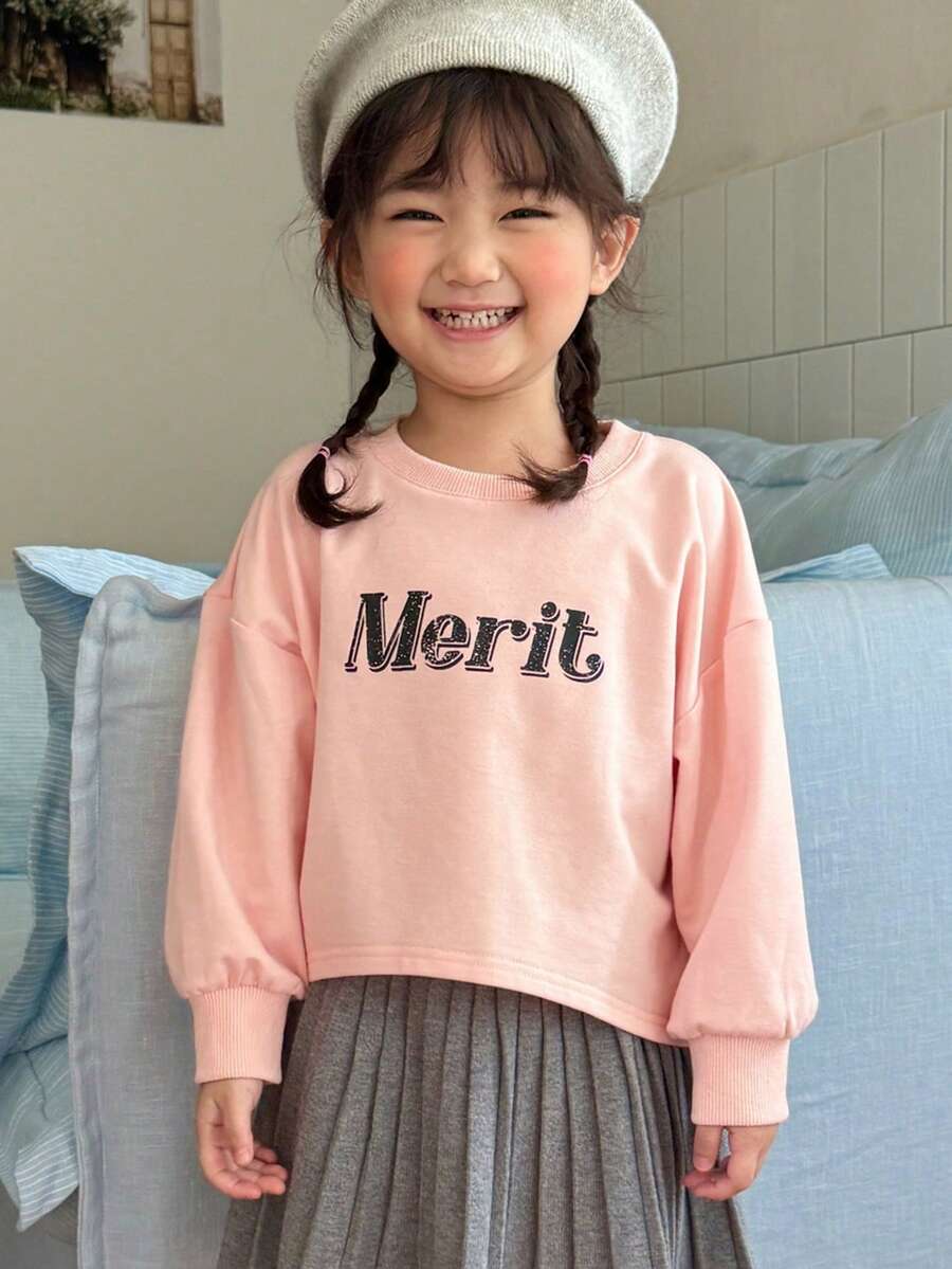DAZY Young Girls Letter Print Sweatshirt - Pink - View 1