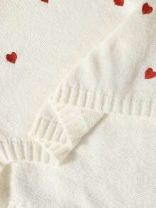 SHEIN Heart Pattern Casual Side Lace-Up Long Sleeve Pullover Maternity Sweater