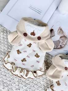 PETSIN New Autumn And Winter Pet Dog Cat Clothes With Plush Home Clothes That Can Tow Khaki Teddy Bears - Multicolor - View 3