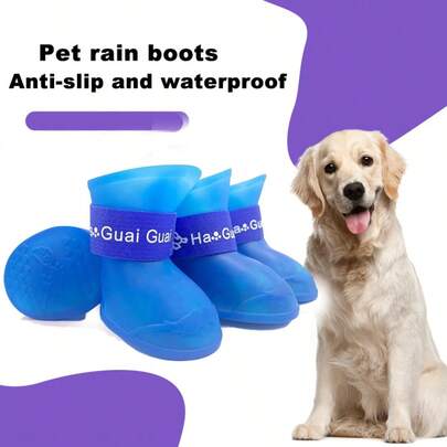 PETSIN Hecho de silicona, impermeable, antideslizante, duradero, suave, flexible, transpirable, ligero, fácil de poner y quitar, con correas ajustables para un ajuste , a prueba de polvo, a prueba de barro y a prueba de pinchazos, con lindos diseños de dibujos animados, adecuado para perros pequeños, medianos y grandes. Ideal para paseos al aire libre, excursiones, viajes y uso diario en clima lluvioso, nevado o lodoso. Un imprescindible para las aventuras de las mascotas, reutilizable, resistente al desgaste y de secado rápido.