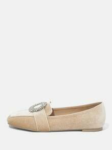 Champagne Colored Korean Velvet Flat Fashionable Comfortable Woman Shoes Flat Shoes For Spring And Summer - Champagne - View 6