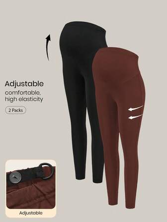 Modmama Maternity 2pcs Solid Elastic Waist High Stretch Leggings Maternity Leggings Pregnancy Leggings Maternity Pants Stretch Maternity Leggings Over The Bump Leggings