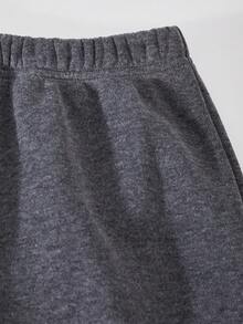 SHEIN ChillGRL Tween Girls 3-Piece Knit Outfit With Letter Print Sweatshirt, Camisole, And Cargo Pants, Comfortable And Set For Autumn/Winter - Dark Grey - View 6