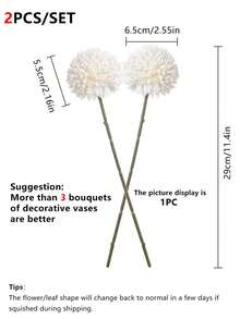 1/2/5/12/16 Quả bóng nhân tạo, Hoa cúc, Quả bóng thêu, Trang trí đám cưới, Bình hoa gia đình, Trang trí, Phòng ăn, Phòng khách, Phòng ngủ, Cắm hoa đầu giường, Hoa cô dâu cầm, Hoa đeo tay, Hoa cài áo, Vật liệu trang trí tiệc sinh nhật, Quà tặng ngày lễ tình nhân năm mới - trắng - Xem 2