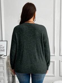 Vionelle Lässiger Strick Cardigan für Damen in großen Größen, schulterfrei, langärmelig, V-Ausschnitt, Herbst/Winter, grau, dünn - Grau - Übersicht 3