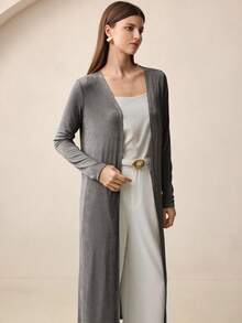 BizChic Women's Long Front Open Cardigan, Urban Chic Commuter Business Casual, Autumn/Winter