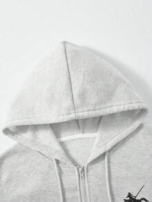 Manfinity Dauomo Áo khoác ngoài mùa đông Áo đi chơi Áo dài tay mùa thu Áo khoác bomber thêu tối giản sang trọng Áo nỉ có mũ trùm đầu cho nam Áo khoác nỉ nam - Màu Xám nhạt - Xem 5