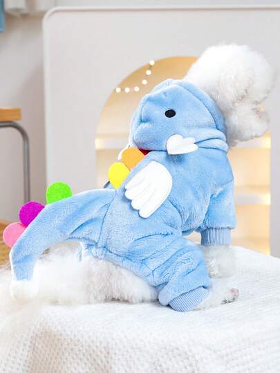 PETSIN 1pc Pet Clothing, Cat And Dog Universal Jumpsuit, Cute Angel Dinosaur Cartoon Shaped Transformation Jumpsuit, Autumn And Winter Thick Warm Hoodie