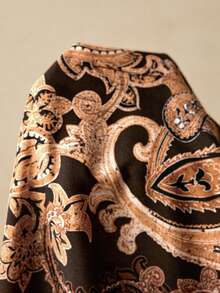 Travachic Plus Size Women Bohemian Cashew Flower & Paisley Print Cardigan And Shorts Two Pieces Outfit, Casual Holiday Beach Wear - Brown - View 9