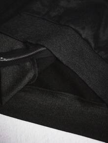 STYNVO Áo hoodie thường ngày tay dài có khóa kéo sọc hai bên dành cho nam, túi trước - màu đen - Xem 7