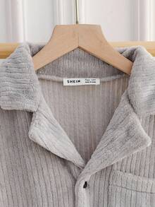 男式休闲撞色边拉链开衫和裤子两件套家居服套装 - 灰色 - 查看 5