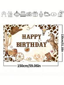 1pc, Western Cowboy Rectangle - Perfect For Birthday Party Photography, Americana Theme Decorations, Cake Table Banner, And Photo Studio Props Easy To Use, And Unique Animal Design, Christmas - Multicolor - View 5