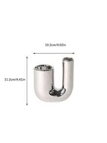 Cirelle 1件现代简约银色陶瓷烛台桌面摆件，适用于小型圆形蜡烛和长形蜡烛，是一款柔和的家居装饰品。圣诞节、情人节皆宜。 - 彩色 - 查看 7
