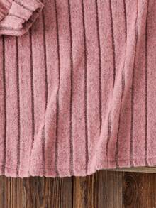 SHEIN Emery Rose Kids 少女优雅粉色珍珠灯笼袖长袖连衣裙，蓬松柔软，保暖舒适，适合姐妹装，秋冬季 - 粉色 - 查看 15