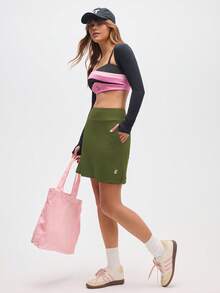 SHEIN Sports 新款多功能高端女士运动跑步裙 - 軍綠色 - 查看 2