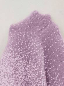 Elenzga Women's Autumn/Winter New Round Neck Ombre Unique Design Ruffle Hem & Cuff Fashionable Elegant Elegant Date Casual Fitted Knit Dress - Purple - View 8