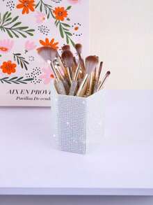 1PC Rhinestone Makeup Box Sparkling Diamond Decor Desktop Organizer Multifunctional Cosmetic Storage Case For Women Girls Birthday Gift Christmas Home Vanity Decor - Multicolor - View 7