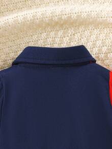 Souflis Souflis Baby Boys' Casual Polo Collar Colorblock Embroidered Long Sleeve Jumpsuit, Lightweight Breathable Soft Cotton, Horse Embroidery Decor, Suitable For All Seasons, Great For Casual, Gatherings, And Photography , Fashion Style Fit For Outdoor Walk/Indoor Leisure/Active Sports/Relaxing , Great Choice For Parent-Child Interaction(1-18M)