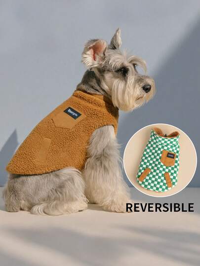 PETSIN 1 Piece Of Pet Clothing, Suitable For Cats And Dogs To Wear Warm Cotton Clothes In Winter, Fashionable Jacket That Can Be Worn On Both Sides