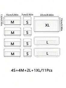 1/5/7/11/18件套抽屉式化妆品收纳盒，口红香水收纳盒，梳妆台护肤品收纳盒，可堆叠桌面收纳盒，浴室镜柜储物柜多功能自由组合展示收纳盒，化妆品收纳盒，办公用品收纳盒，厨房用具分类盒，家居装饰，房屋装饰，卧室装饰，节日装饰，节日礼盒，情人节礼盒，女士礼物。