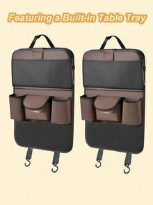 1PC Car Seat Back Organizer With Foldable Tray Large Capacity Storage Bag Adjustable Straps Multi Function For Vehicle Truck SUV Auto Interior Accessories Easy Install Durable Material - Multicolor - View 21