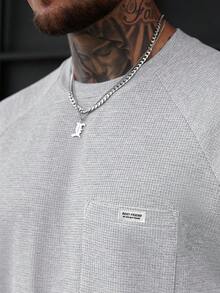 Manfinity Homme Herren Rundhals Einfarbig Raglan Ärmel Lässig Locker Pullover Sweatshirt