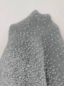 Elenzga 女士秋冬新款圆领渐变色独特设计荷叶边下摆和袖口时尚优雅优雅约会休闲修身针织中长毛衣连衣裙 - 灰色 - 查看 8